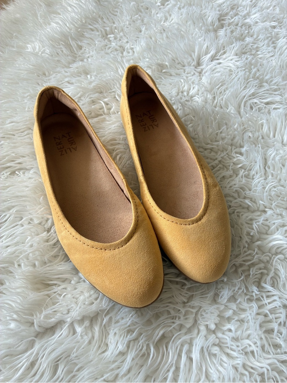 Nurture by Lamaze Women's Suede-Look Ballet Flats in Mustard